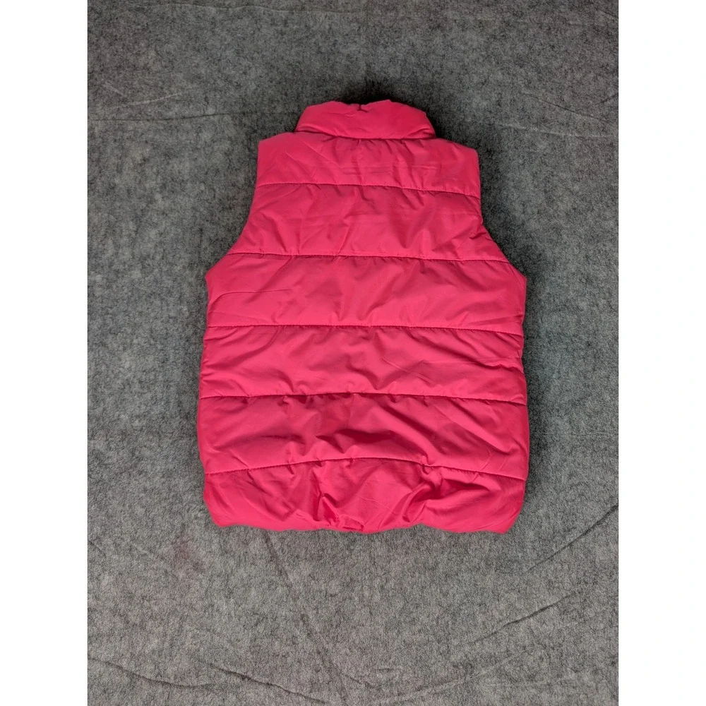 Puma Kids Pink Quilted Puffer Vest Silver‎ Glitter Logo Full Zip Mock Neck 87819